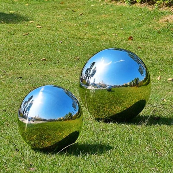 Spegelpolerad rostfritt stål 50 till 150 mm flytande reflekterande boll för trädgårdsdekoration 6 st