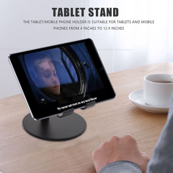 Lazy Bracket, Retractable og Justerbar, Universal Multi-Angle Aluminium Bracket, Egnet til Smartphone/Tablet/-Sort