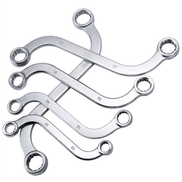 5-osainen S-tyypin avain, mukaan lukien koneen kiinnittimet, korjaustyökalut 10-11 mm, 12-13 14-15 16-17 mm ja 18-19 mm.