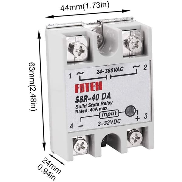 3 stk. SSR-40 serie da 40A DC 3-32V til AC 24-380V SSR Solid State relæ + kølelegeme