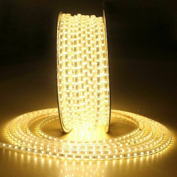 1m LED-stribe - varm hvid, 5050 SMD stribe 60 LED'er/m, lys baggrundsbelysning, 220V 230V stribe, IP65 vandtæt, DIY dekoration til køkken, soveværelse,
