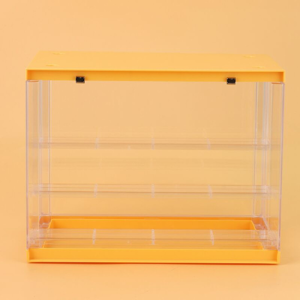Genomskinlig akrylblindboxförvaringsdisplayfodral skaldocka leksaksfigurer 3 nivåer showcasehållare dammtät arrangör modell-A