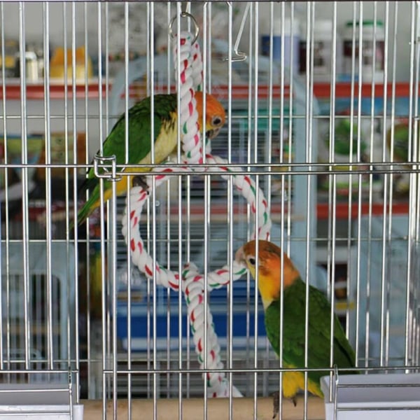 Undulatfågel Leksak Papegoja Gunga Ring Bomullsrep Abborre Papegoja Tuggleksaker för Nymfparakit Conure, Tre Ringar