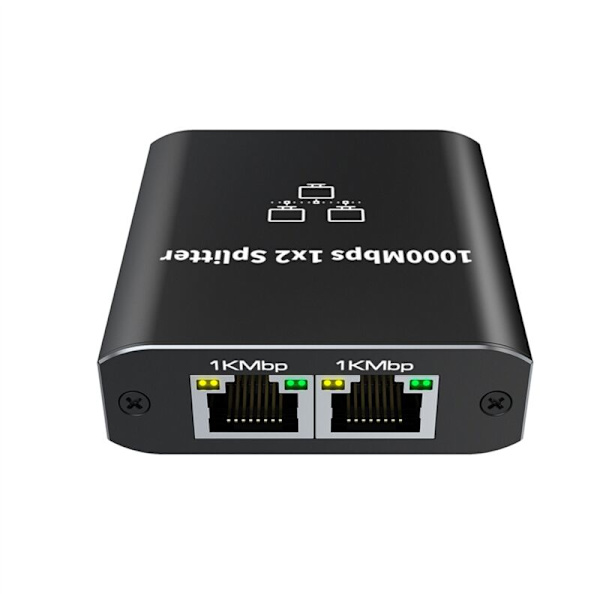 1 til 2 Ethernet-splitter - 1000 Mbps høyhastighets nettverkssplitteradapter med USB-strømledning for Cat5/5E/6/7/8-kabel