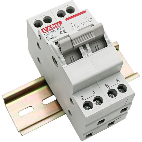 1 x Dual Power Manuell Overføringslåsing Kretsbryter, Din Skinne Isolasjonsbryter (63A, 1P)