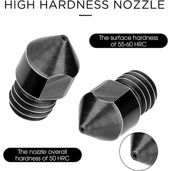 5 st extruderdysor 0,4 mm/1,75 mm, högtemperaturbeständiga 3D-skrivardysor för MK8