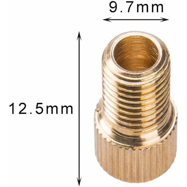 Sæt med 4 ventiladaptere, messing ventilhatdyser cykelpumpe Presta til Sclaverand med tætning til MTB cykel tricykler (sort, guld)