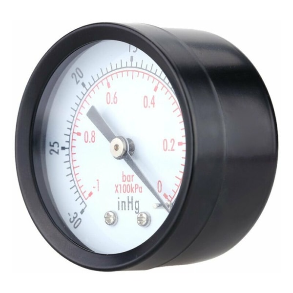 0 -30inHg 0 -1bar Mini Dial Lufttrykkmåler Barometer Meter Dobbeltskala Aksial Svart Skive