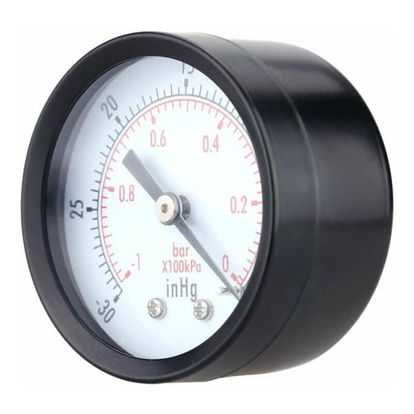 0 -30inHg 0 -1bar Mini Dial Lufttryksmåler Barometer Meter Dobbeltskala Aksial Sort Skive