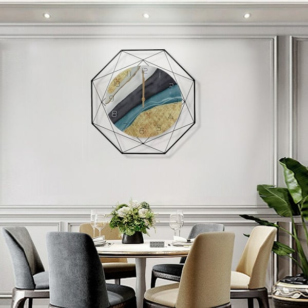 Väggklocka Nordisk Dekorativ Marmor Tryck Väggklocka Mute Quartz Rund Glas Väggklocka Modern Design Heminredning