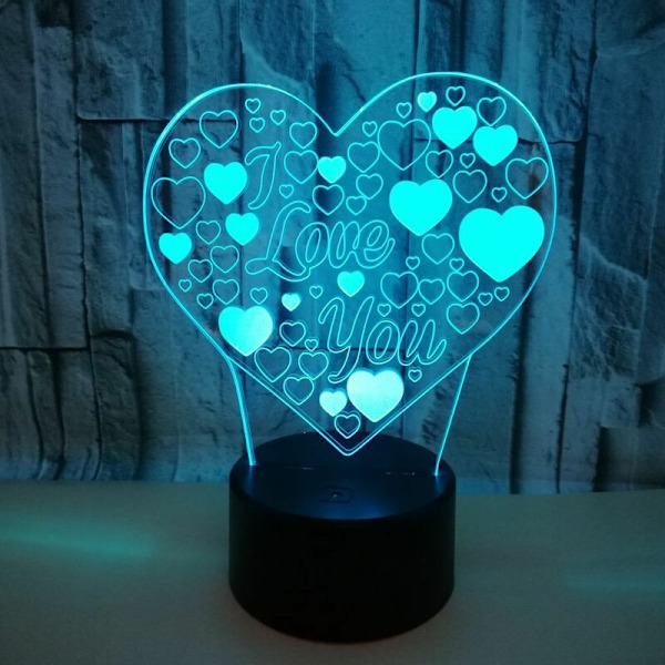 3D LED-lampa skrivbordslampa färgglada semester USB-dekorationer för hem bar kärlekslampa