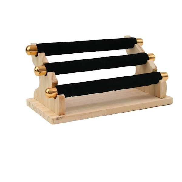 3-lags Træ Display Ringholder, T-Bar Showcase Display og Organizer Sort