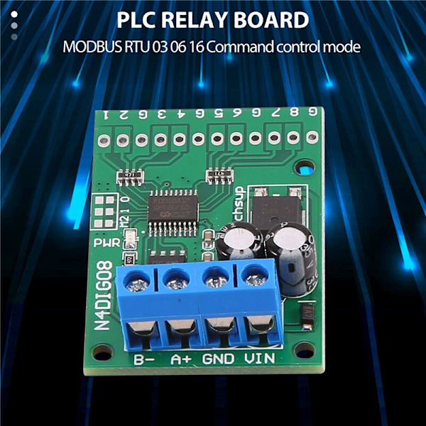 Digital in-/utgångsmodul 8 kanaler TTL LvTTL CMOS RS485 IO-kontrollmodul Modbus Rtu-kort för PLC-relä, (ingen stift)