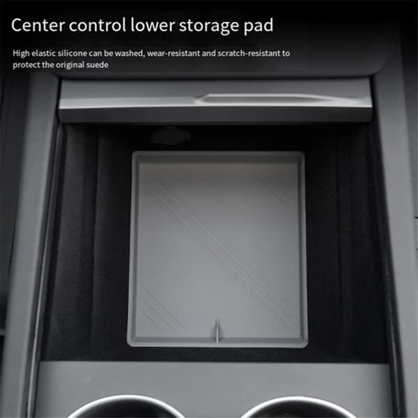 Til + Ny Model 3 23-24 Central Control Silikone Pad Opbevaring Bil Interiør Tilbehør Grå