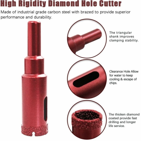 Diamant hullsagsett, diamantkjernebor for fliser/glass/marmor (6 mm-50 mm 11 stykker)