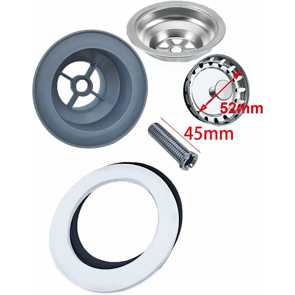 Afløbsarmatur til vask uden overløb, rustfrit stål, kurv Ø 85 mm, 1½\", rustfrit stål + ABS, afløb + kurv
