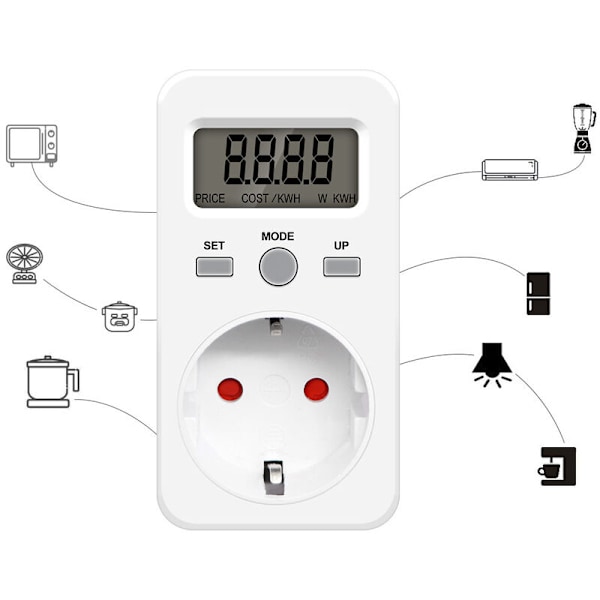 230V 16A Digital Energimåler LCD Display Elmåler - DENUOTOP