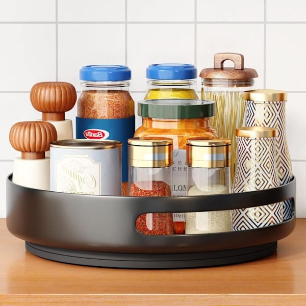 Roterende krydderstativ, 30 cm dreieskive, roterende krydderstativ-arrangør for skap, pantry, kjøkkenbenk, kjøleskap, kontor