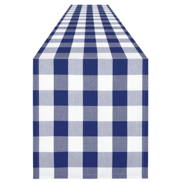 Buffalo Check Bomull Polyester Blend Handgjord Blå och Vit Rutig, Lämplig för Familjemiddagar, Fester