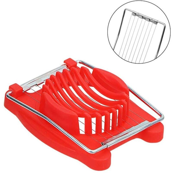 Äggklyvare för hårdkokta ägg, enkel att skära ägg i skivor, robust kropp med rostfria ståltrådar, halkfria fötter, diskmaskinsäker, BPA-fri