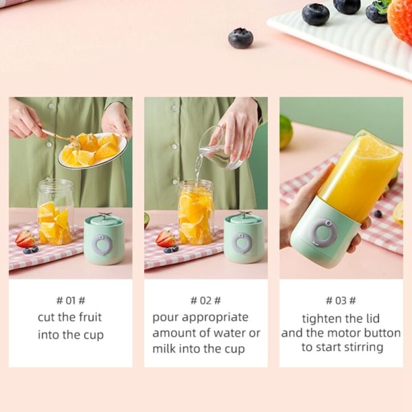 Bärbar mixer elektrisk hand USB uppladdningsbar mixer frukt apelsin citrus juicer maskin personlig juicer mixer, grön