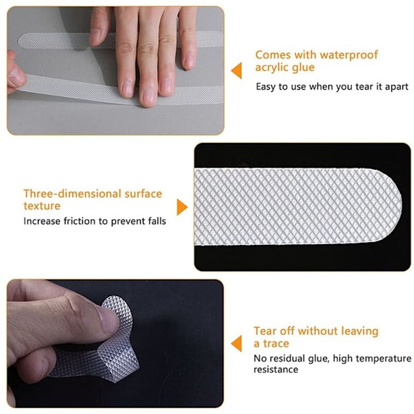 36 stk. Anti-Skli Strimler, Transparente Håndtak Grip Strimler, Anti-Skli Matter, Gulv, Badekar