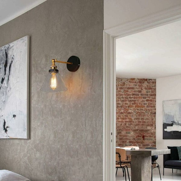 Lightess Industriell Glasvägglampa Vintage Retro E27 DIY Väggbelysning för Kök Matrum Vardagsrum Barnrum Restaurang [Energiklass