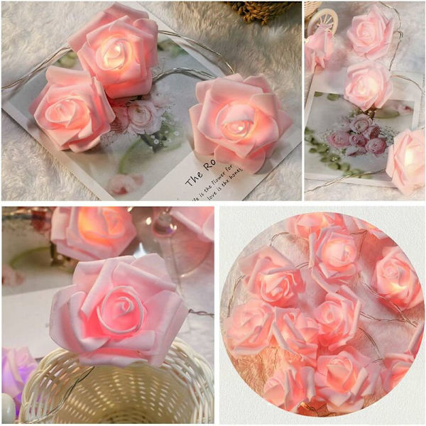 Luminous Rose 3m 20 LED Batteridriven Blomsterljusdekoration Romantisk Atmosfär för Inomhus Hemträdgård Sovrum Bröllop Fest Alla hjärtans dag