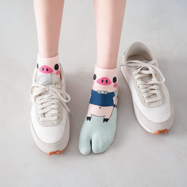 Naisten tabi-sukat nilkkasukat söpöt kaksikärkiset flip flop-sukat naisille juokseville tytöille