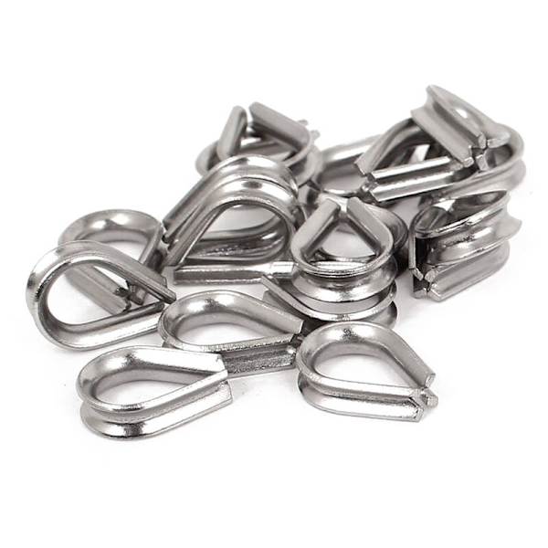 20 st trådlindningsklämmor i rostfritt stål för 2 mm vajer - silver