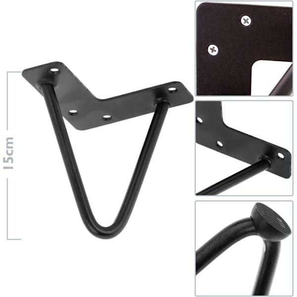 Pöytä- ja huonekalujalat Metalliset mustat jalat 2 tankoa 15 cm 4 kpl pakkaus