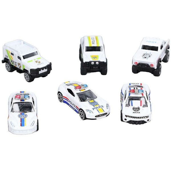6 kpl Poliisiautolelut 1:64 mittakaava Premium-seos Kestävä Pieni Kannettava Hieno muotoilu Elävät värit Diecast-autot