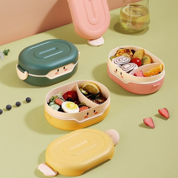 Barnens Bento Lunchbox Läcksäker Behållare Frysbar - för Sallad, Sandwich, Frukt (Grön)