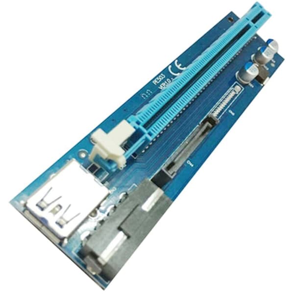 PE503 PCI-E 1X til 16X forlengelseskabel Dual Interface 4PIN + SATA for BTC Miner