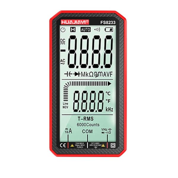 FS8233 Testerda Transistor Digital Multimeter Intelligent 6000 Counts True RMS Auto Elektrisk Kapacitetsmätare (Röd)