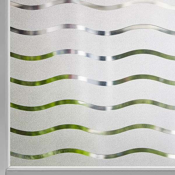 Fönsterfilm Privacy Frostad Självhäftande Fönsterdekal Ingen Lim Statisk Fäst Opak Glasfilm UV-skydd Vågmönster 45x400cm