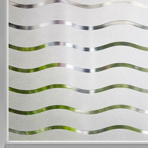 Vindue Film Privatliv Frosted Selvklæbende Vindue Sticker Ingen Lim Statisk Klæbende Uigennemsigtig Glasfilm UV Beskyttelse Bølge Mønster 45x400cm