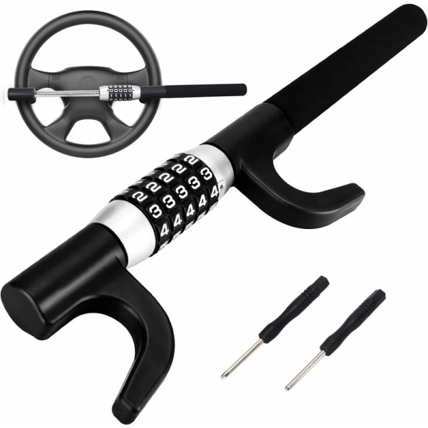 Car Anti-Theft, Car Anti-Theft Cane, Steering Wheel Lock, Robust and Secure Anti-Theft Bar, Universal (Black)