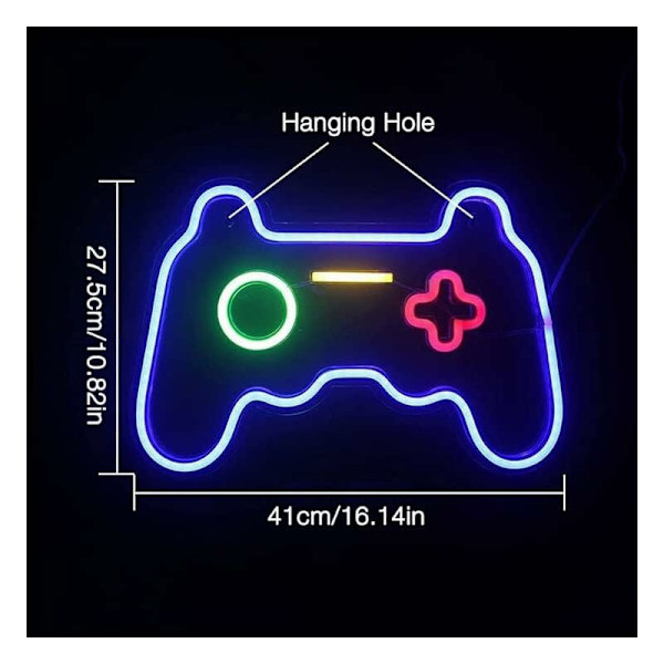 LED Neon Vägg Nattlampa, Spelformad Neon LED Skylt, Stora Spel Neon Skylt, USB-driven LED Neon Väggdekoration för Klubb, Bar, Festdekoration