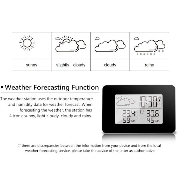 Trådløs Vejrstation, Indendørs Udendørs Termometer Hygrometer med Udendørs Sensor LCD Display Digital Temperatur Luftfugtighedsovervågning med Baggrundsbelysning