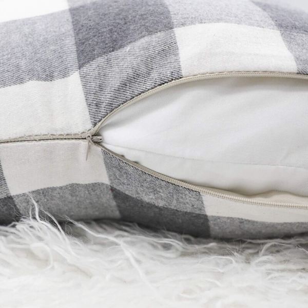 2 kpl: Ruutukuvioinen tyynynpäällinen sohvalle, harmaa ja valkoinen, 16 x 16 tuumaa 16\" x 16\" Harmaa & Valkoinen