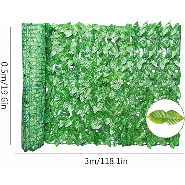 Konstgjord murgröna bladstaket, 0,5m x 3m Trädgårdsintimitetsskärm Konstgjord häck i rulle, Konstgjort lövverk, Sekretessstaket, Trädgårdsskärm för balkong