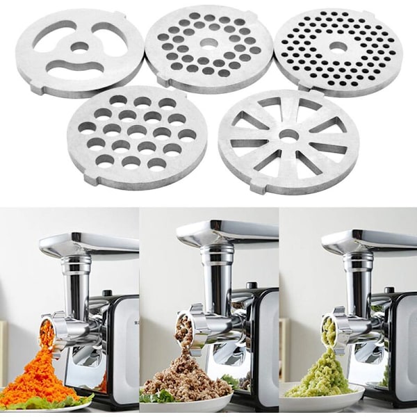 5 stycken köttkvarnsskivor i rostfritt stål för köttkvarn och köttkvarnsmaskindelar
