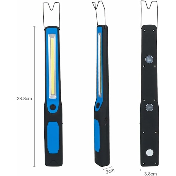 USB Ladbar Inspeksjonslys Arbeidslys COB Lommelykt 2 i 1 med Magnetbase og Hengekrok for DIY, Hjem, Arbeid, Fiske, Vandring, Camping