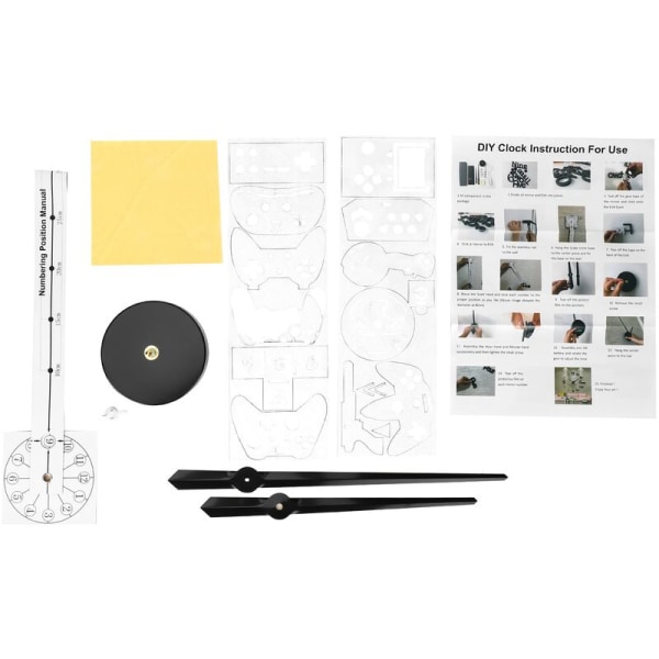 DIY-jättestor väggklocka för videospel, spelkontroller, klistermärken, spelare, väggkonst, videospelsskyltar, pojkrum, sovrum, spelrum, dekor, svart