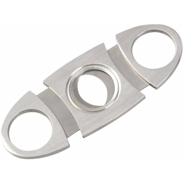 Sølv rustfrit stål cigar cutter cigar cutter cigar saks dobbelt blad,