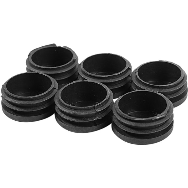 6 stk. Plast End Cap Cover med End Cap til Rørprop 40 mm Sort