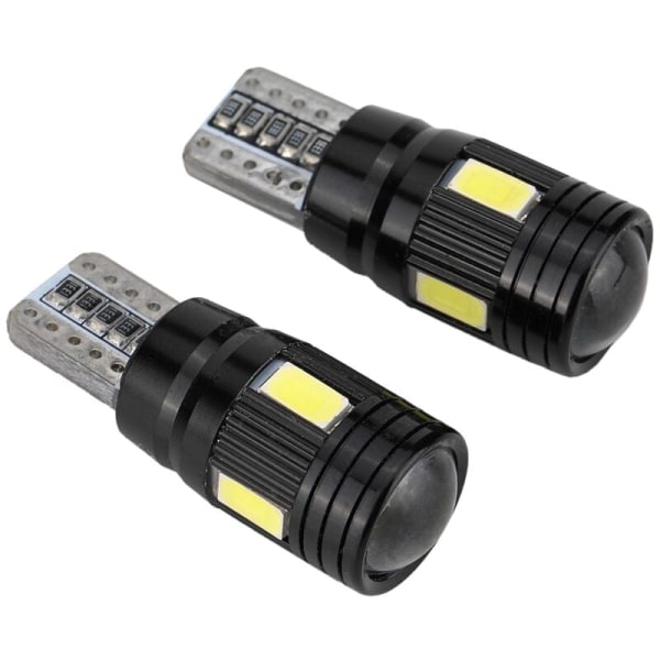 2 st T10 Canbus LED-billampor för bil 12V Felkodfri 5730 6Smd W5W 168 194 Lins 6000K