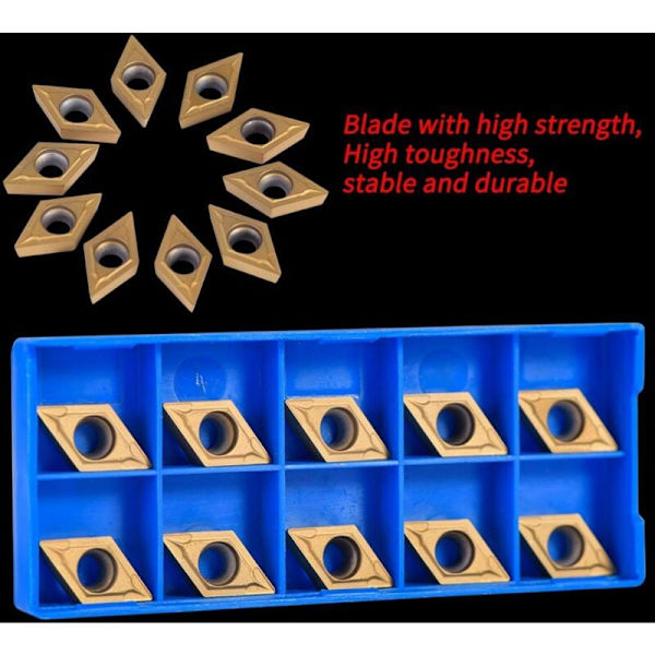 Låda med 10 st Rotationsinsatser Diamanform CNC Karbidfräsar DCMT11T304-HM YBC251 Trådning Svarvverktyg för Stålfinish för Svarvar, Fräsar