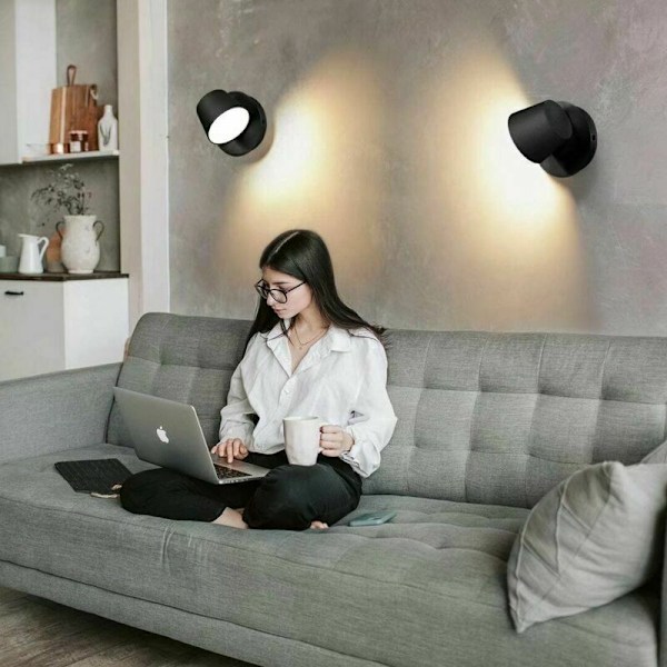 Moderne LED Vægskinne Væglæselampe 350° Drejelig Nordisk Stil LED Vægspolight Indendørs Vægskinne til Soveværelse Stue Trappegang Gang, Sort